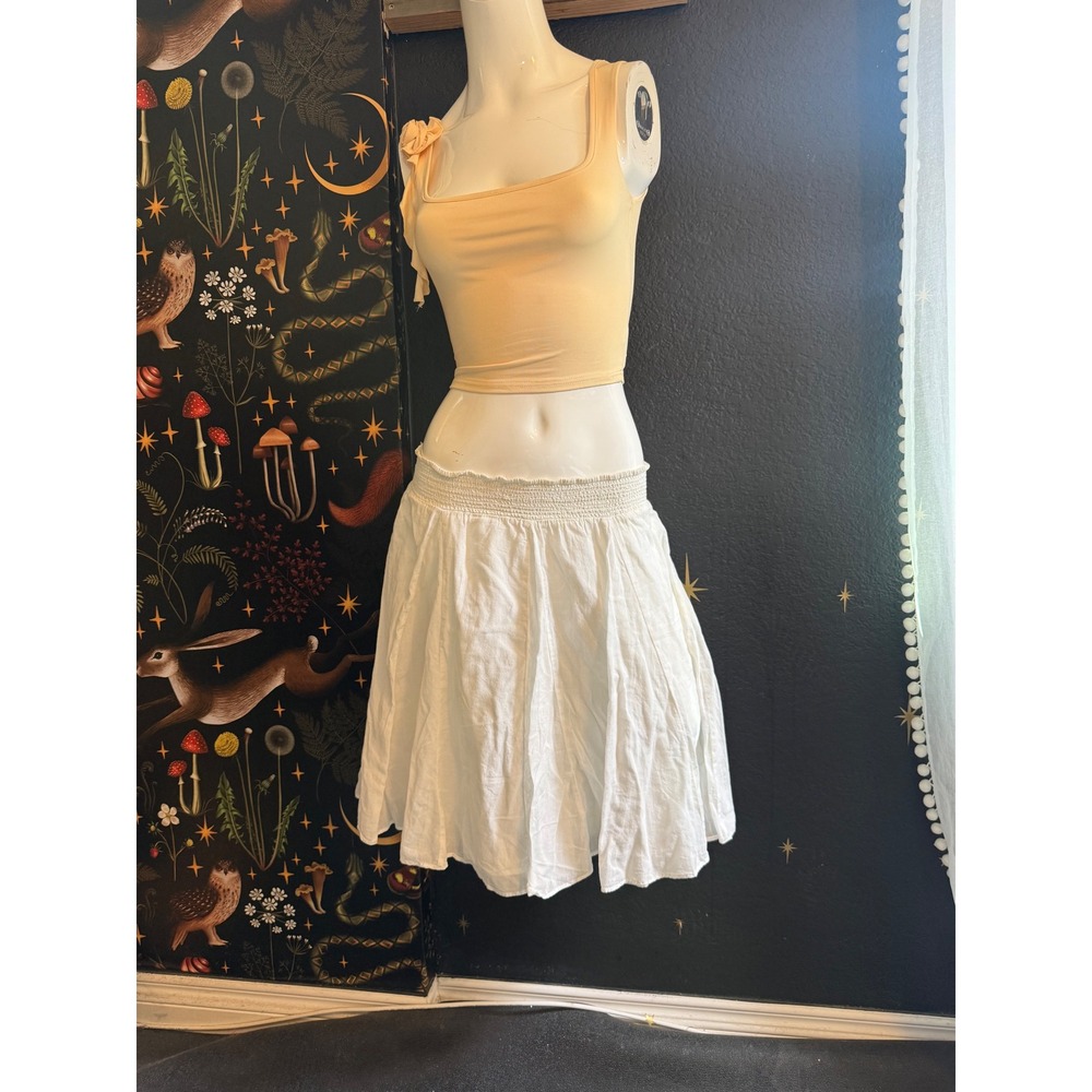 Banana Republic White 100% Cotton Smocked Mini Skirt Womens Medium RN 54023